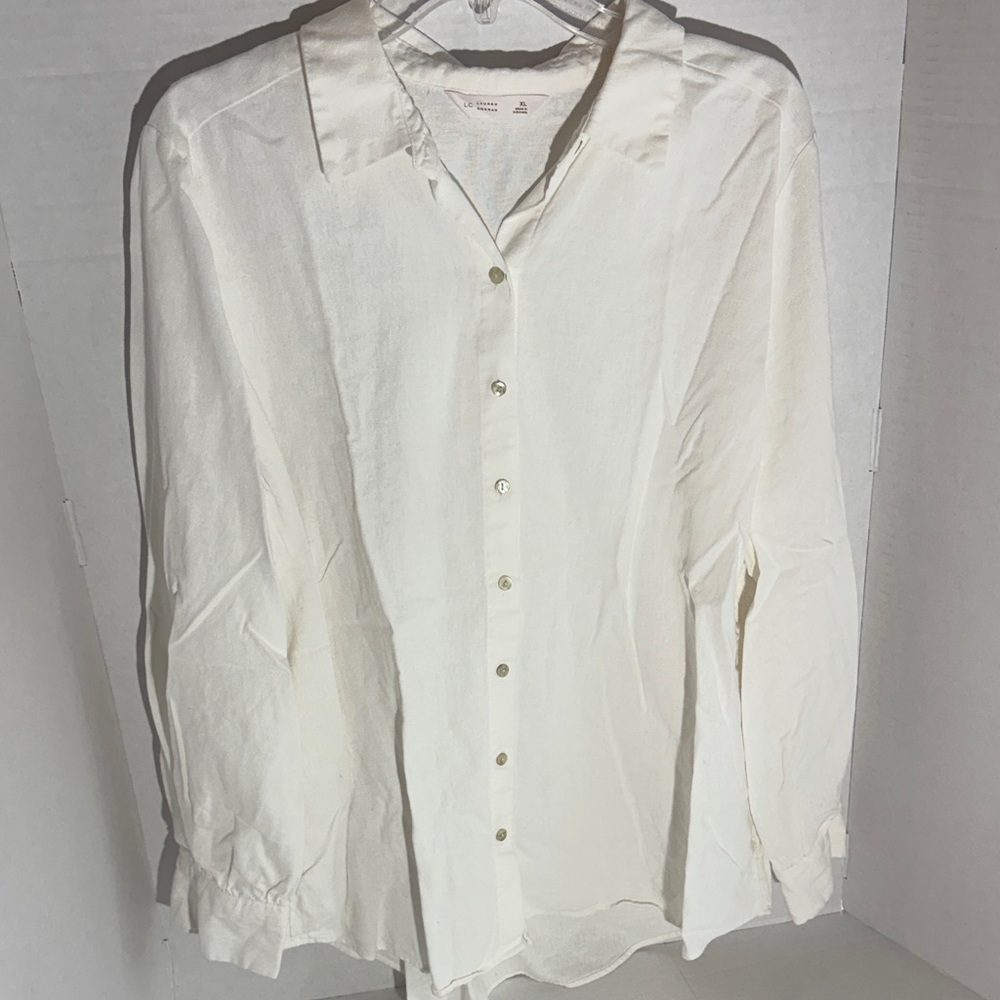 LC Lauren Conrad Cream Men's Button Down Shirt